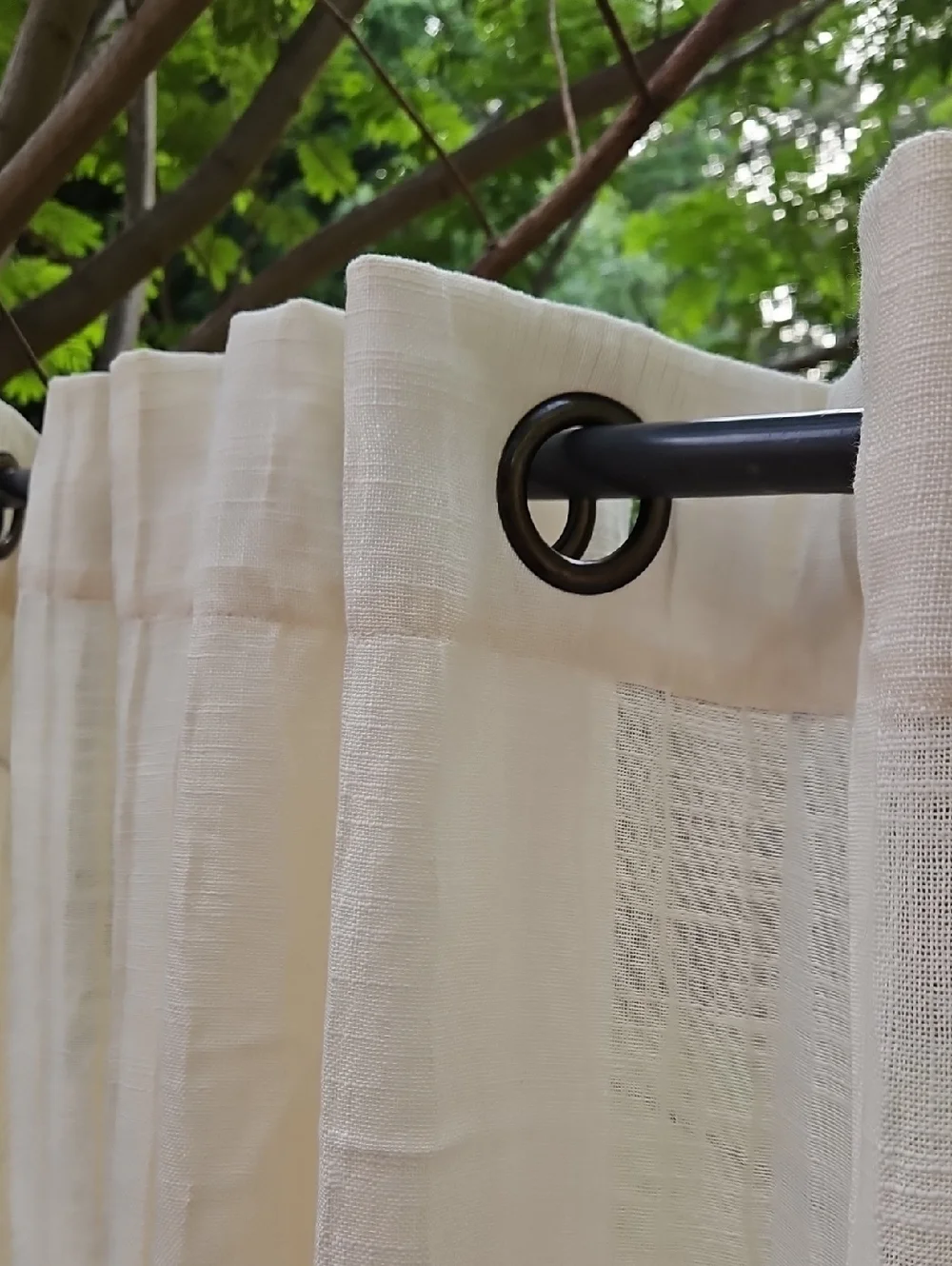 B.SMITH  WITH STYLE  2 Pieces Ivory Linen Look Textured Curtain Each Panel 50X84